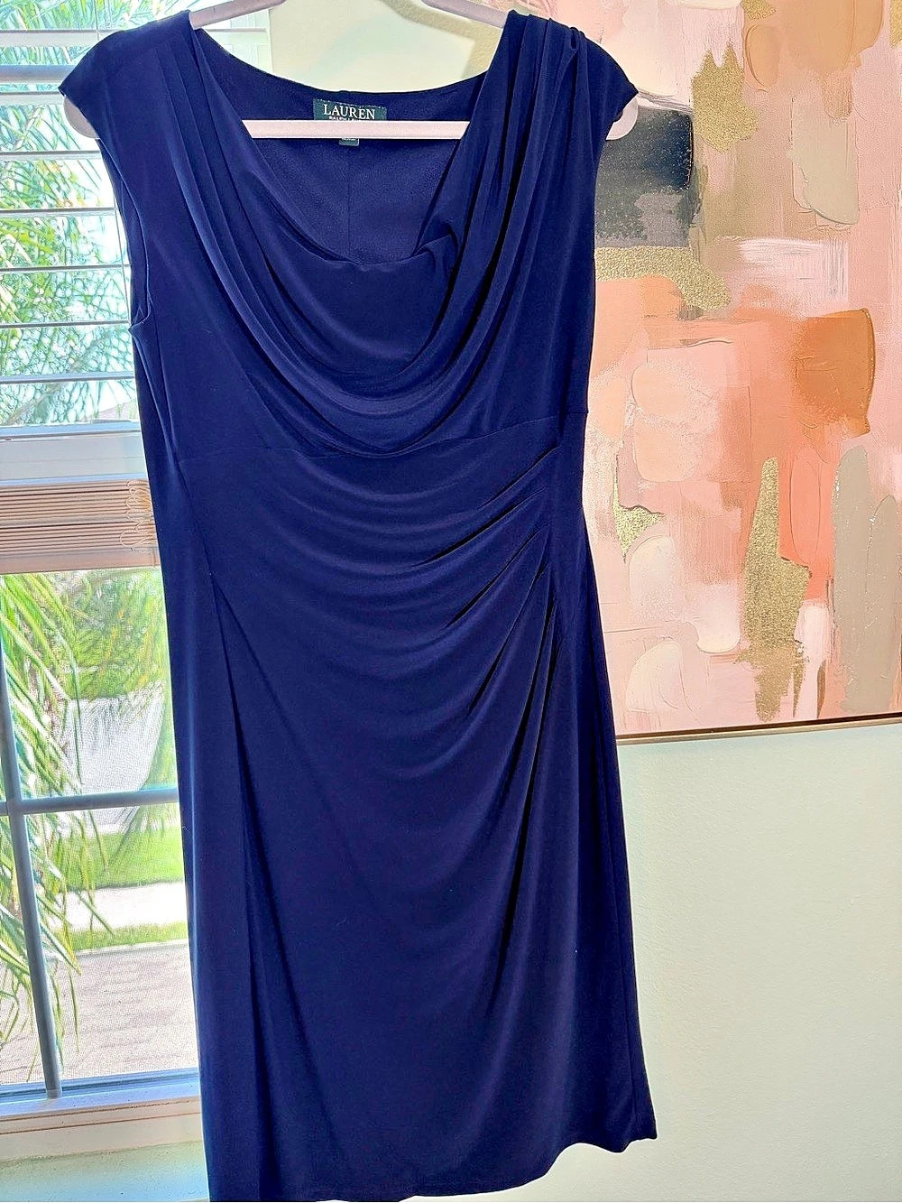 Lauren Ralph Lauren Draped Neck Maxi Dress in Blue Size 12 Like New
